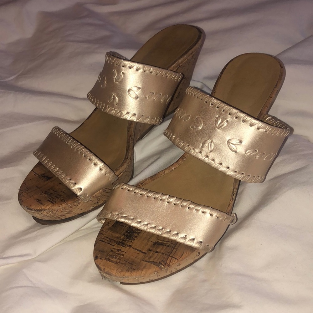 Jack Rodgers Platinum Wedge - Size 6.5